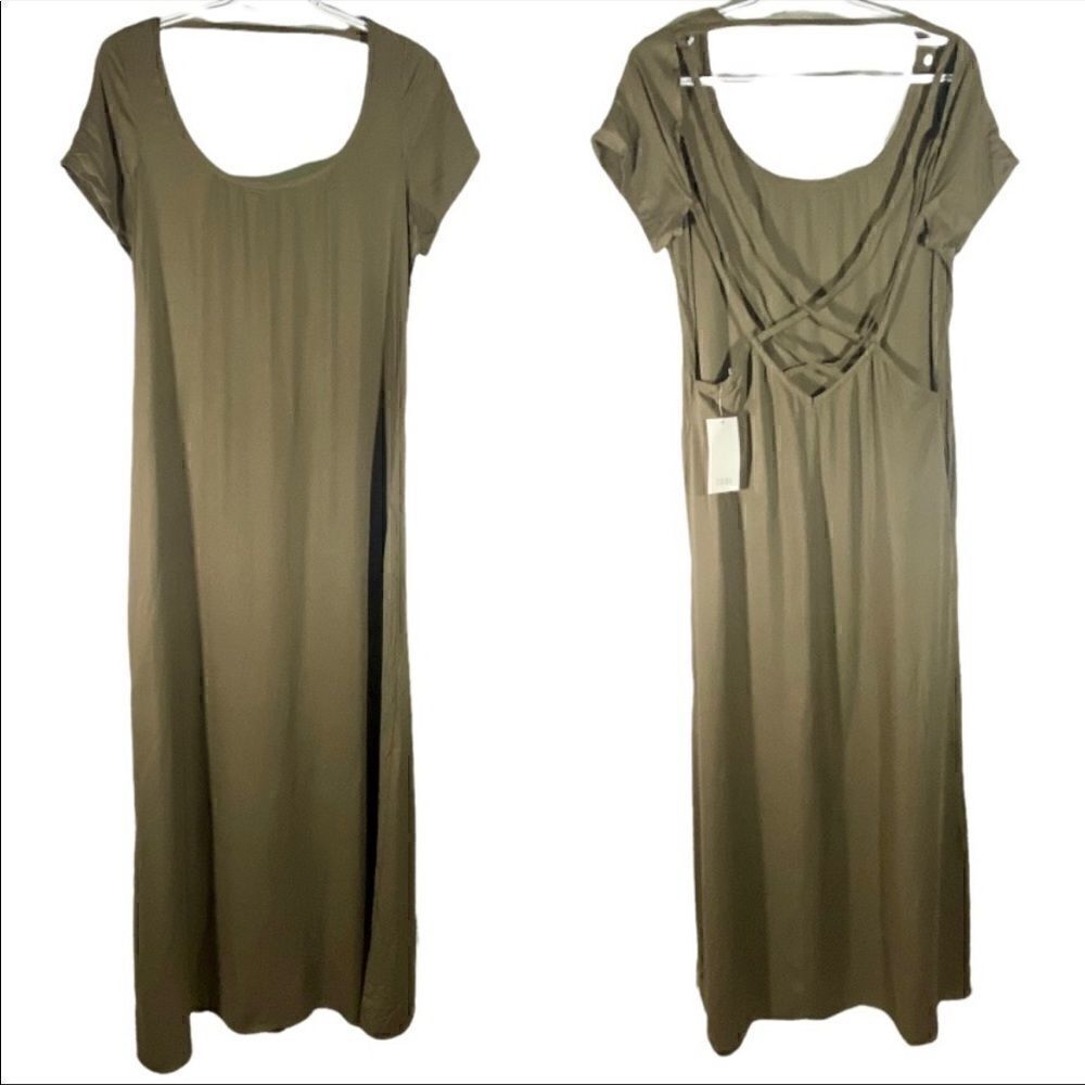 NWT Tobi Olive Green Backless Maxi Dress